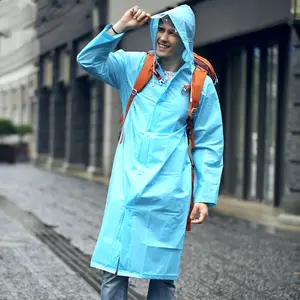 促销时尚成人雨衣与口袋环保连帽 EVA 长雨衣