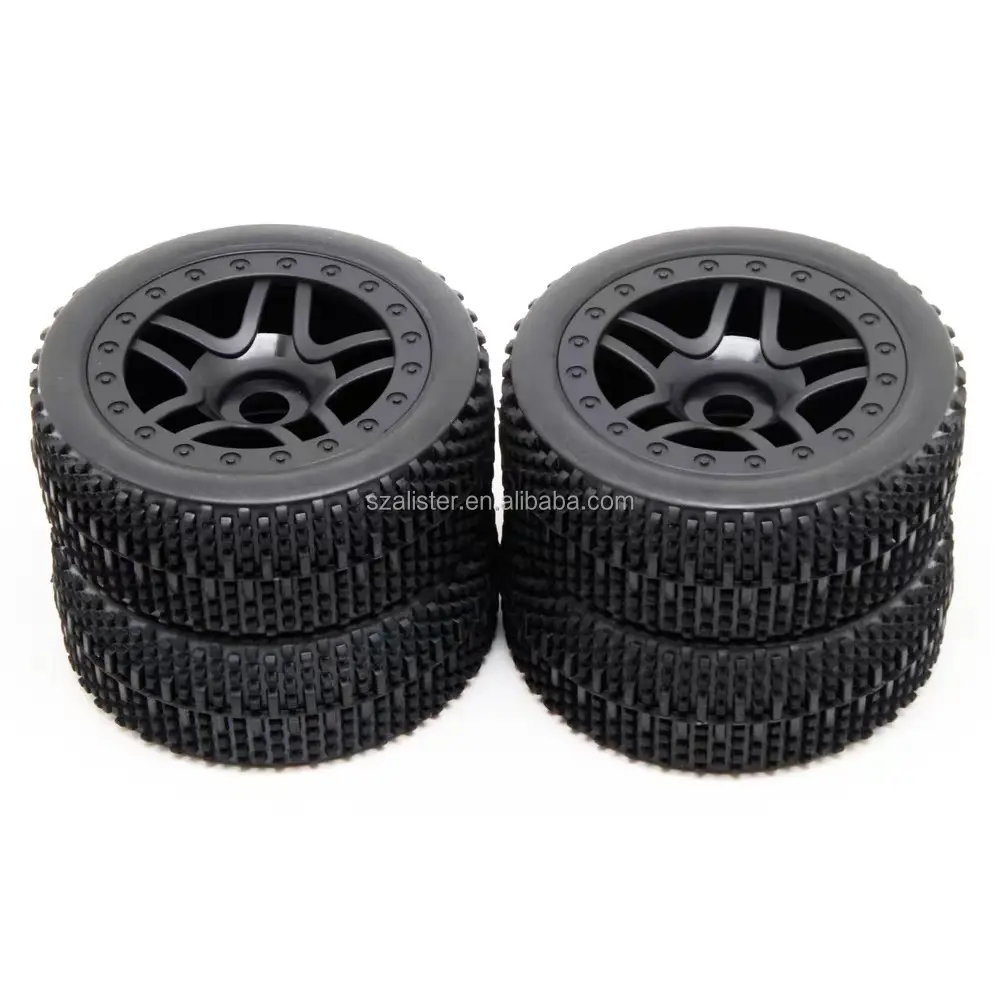 Neumáticos de goma OEM 1/64 para coches de juguete, juego de ruedas y neumáticos de 2,2 pulgadas, rueda de abalorios de Metal, escala 1/10, Crawler RC
