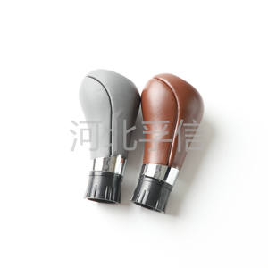 Pommeau de levier de vitesse automatique Mercedes-Benz en cuir marron et gris, ajustement ergonomique, grande ouverture de 14 mm, petite ouverture de 8 mm - Product Image 3