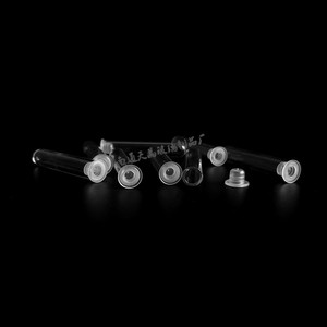 Tubos de muestra de vidrio Tianjing de 8x50 mm con tapón de plástico transparente para dispensar aceite esencial, perfume y azafrán - Product Image 3