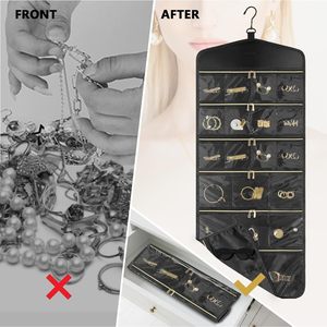 Organisateur de bijoux suspendu, 40 poches, rangement à fermeture éclair pour placard, mur, porte, support de bijoux de voyage, accessoires pour femmes - Product Image 5