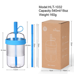 Nuevo Vaso Tritan <span class=keywords><strong>de</strong></span> 540ml con Pajita para Té con Leche y Café, Multicolor, Portátil, Ecológico, 2026 - Product Image 5