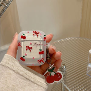 เคสลายการ์ตูนจุดสีแดงพร้อมโบว์เชอร์รี่ เหมาะสำหรับ AirPods 4, Pro 3 หูฟังไร้สาย ป้องกันการกระแทก - Product Image 3