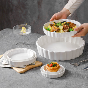 Plato para Tartas de Cerámica Eastern Rock, Resistente a Altas Temperaturas, Molde para <span class=keywords><strong>Hornear</strong></span> Duradero para Uso Doméstico, Seguro para Comida Occidental, Dim Sum, Plato Hondo - Product Image 1