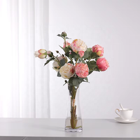 OH ARTS Vente en gros de fleurs artificielles en soie naturelle, pivoines roses, pour décoration de mariage
