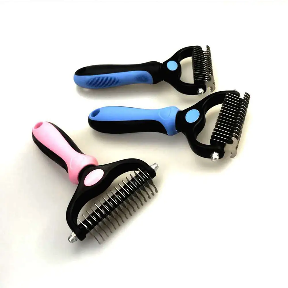 2 in 1 Knot Stainless Steel brush Cat Demating Tools Open Clean Hair Removal Pet small animal Grooming Dog Brush For Shedding