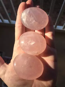 Natural Rose Quartz Oval <b>Ball</b> Globe | Premium Hand Polished <b>Crystal</b> Worry Stone Anti-Anxiety Relief for Home Decoration | - Product Image 4