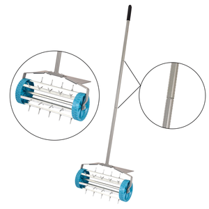 Aérateur <span class=keywords><strong>de</strong></span> pelouse à rouleaux avec long manche - Aérateur manuel à picots pour gazon et ameublissement du sol - Product Image 6