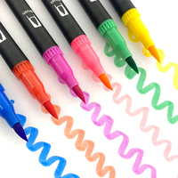 Marqueurs à eau de couleur personnalisés de conception nouvelle, à double pointe, pour des dessins fins et à pinceau, encre à base d'eau pour enfants