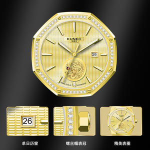 Reloj Mecánico de Lujo para Hombre MIGE, Emblema de Dragón Dorado, Diamantes Reales, Correa de Acero Inoxidable, Resistente al Agua, Reloj de Pulsera para Negocios - Product Image 5