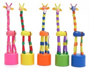 Con Hươu Cao Cổ Bằng Gỗ Trẻ Em Con Rối Đồ Chơi Động Vật <span class=keywords><strong>Push</strong></span>-up Pop-up Ngón Tay Đồ Chơi Cho Độ Tuổi Phạm Vi 5-7 Năm - Product Image 3
