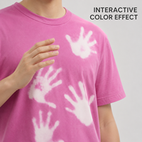 T-shirt en coton tricoté 220g personnalisé, thermochromique, à changement de couleur, coupe oversize, décontracté, uni, avec motif imprimé à la main réactif à la chaleur