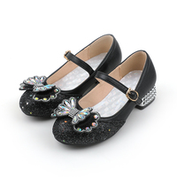 Chaussures tendance et scintillantes pour enfants, vente en gros, chaussures noires de princesse pour filles, pour la danse, talons hauts, chaussures de danse pour l'école.