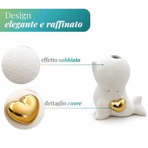Difusor de Aromas de Cerámica con Sello y Corazón Dorado 8x6x13 cm, Elegante Regalo para Bodas o Decoración del Hogar - Product Image 4