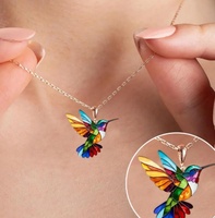 Collier pendentif colibri mignon et tendance, chaîne de clavicule en autres matériaux, bijoux unisexe, cadeau