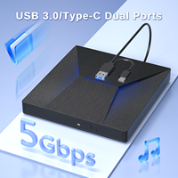 Masterizzatore Blu-ray Esterno USB 3.0/Type-C con Luce RGB, Lettore/Scrittore DVD Blu-ray 50G per PC Windows, Linux, MacOS