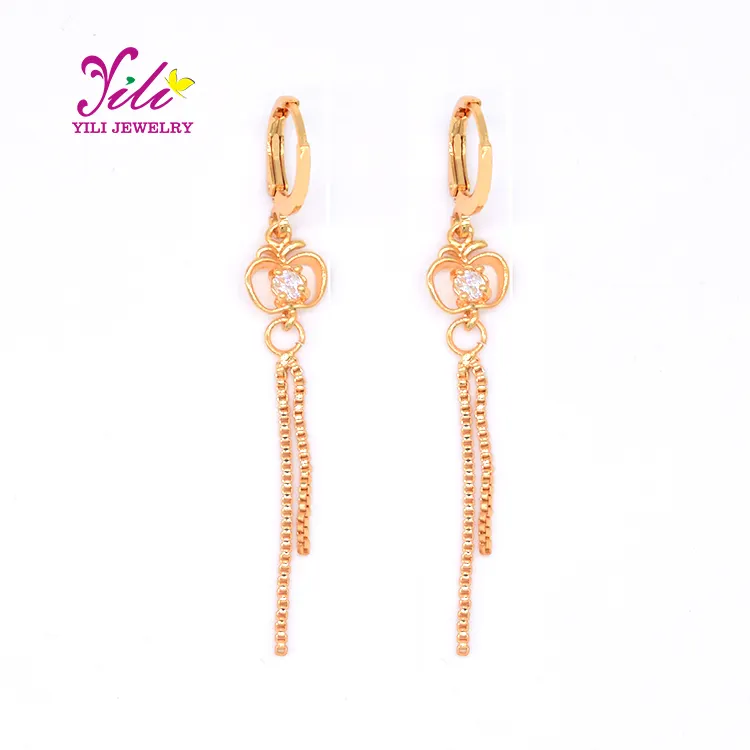 YILI Perhiasan Wanita Gaya India, Anting-Anting Rumbai Gaya India Emas 24K Jhumka (E56294)