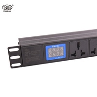 Unités de distribution d'énergie (PDU ) 1U 19 pouces 8 voies Prise universelle PDU avec V/A Meter Rack Mount Universal PDU