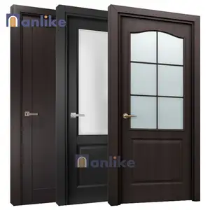 Anlike Factory Manufacturer Mahogany Modern Interior PVC Bathroom Timber Wooden Doors For House