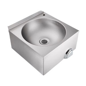 Fregadero de pared rectangular de un solo tazón, de acero inoxidable cepillado, con accionamiento por pedal, para agua fría y caliente, diseño moderno, uso comercial, para comedor - Product Image 5