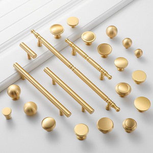 Furniture Handle And <b>Knob</b> Solid Brass Bar Drawer Pulls Minimalist Design Gold Finish For Cabinet Door And Drawer - Product Image 3