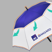 Parapluie de golf classique de haute qualité, grand format, coupe-vent, imperméable, en pongé, semi-automatique, avec poignée en EVA 190T, logo personnalisé, vente en gros