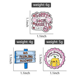 Broche de esmalte con la frase 'Lo siento, mi ansiedad social dice que no', para introvertidos, insignia de solapa, joyería, regalo, venta al por mayor - Product Image 6