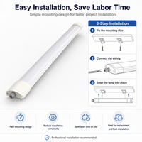 Reglette LED étanche Tri-proof Light UKCA, design exclusif, 36W 46W 4FT, luminaire linéaire à montage en surface, AC220-240V, montage rapide, IP65
