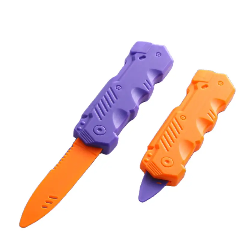 Sıcak satış dekompresyon teleskopik bahar turp bıçak oyuncak Mini 3D yerçekimi şalgam bıçak oyuncak eğlenceli oyun havuç bıçak oyuncak