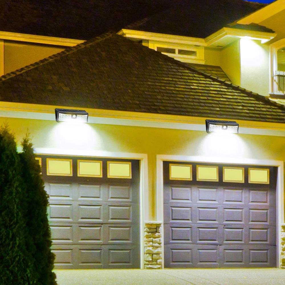 Уличный водонепроницаемый настенный светильник IP65 с широкоугольным датчиком движения, 36/48 светодиодов, на солнечной батарее, настенный светильник для гаража, сада, патио, двора