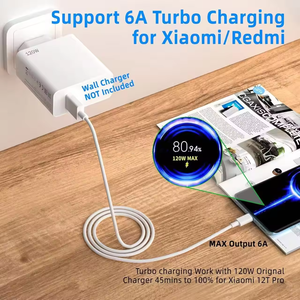 สายดาต้าชาร์จเร็วเทอร์โบ120วัตต์6A USB Type C สายชาร์จเร็วสำหรับ Xiaomi 14 13 12 11 PRO Ultra Lite redmi Note 12 - Product Image 4