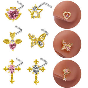 Gaby-piercing para la nariz para el Día de San Valentín, anillos dorados para la nariz con forma de corazón, anillo para la nariz, joyería para el cuerpo, venta al por mayor - Product Image 5