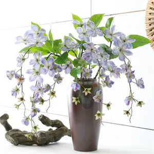 High Quality 3D Print Artificial Silk Jasmine Flowers Malus Spectabilis Purple Simulation Flower Home Wedding Table Decoration