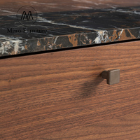 Nouveau design nordique : Meuble TV en bois de noyer et marbre, ensemble de meubles de salon modernes et table basse avec armoire de rangement au sol