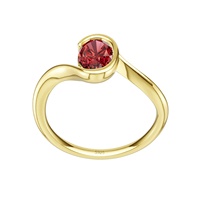 Hochwertiger Minimalistischer Hochzeitsjubiläums-Ring aus 925 Sterling Silber, Vergoldet mit Rubinrotem Ovalen Zirkonia in Wellendesign für Damen