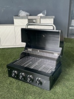 Barbecue à gaz de 27,5 pouces, barbecue à gaz et charbon de bois à double usage, îlot barbecue avec barbecue à gaz intégré, fonctionne au propane ou au gaz naturel