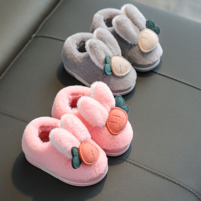 Children's Cotton Slipper Girl Winter Indoor Cute Cartoon Anti-slip Kids House Slippers