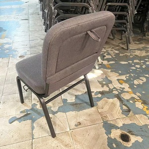 Silla de iglesia moderna de metal gris con tablero de <span class=keywords><strong>escritura</strong></span> y bolsillo trasero entrelazado, estilo coreano, para teatro, escuela y hotel - Product Image 2