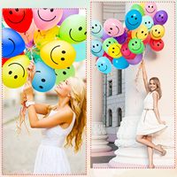 Ballons souriants Happy Smile pour fête d'anniversaire, 12'' en latex, ballons colorés à visage souriant, ballons coquins pour fête d'enfants