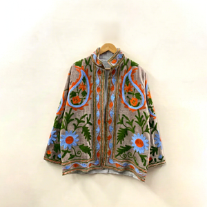 Veste d'hiver unisexe en velours de coton indien premium, brodée Suzani, style bohème, coupe-vent et respirante, pour femme, export. - Product Image 1