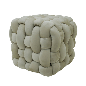 Poggiapiedi in tessuto da seduti Pouf in velluto Pouf Cube sgabello da soggiorno poggiapiedi per sedile quadrato - Product Image 4