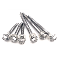 Tornillo Autoperforante de Cabeza Hexagonal de Grado Industrial, Acero al Carbono, Rosca UNF, Zincado Azul-Blanco con Arandela Integrada
