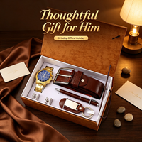 Collection de cadeaux d'affaires élégants pour hommes, montre de luxe, lunettes de soleil, porte-clés, boutons de manchette, 4 pièces, cadeau d'entreprise pour cadres