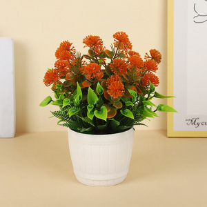 Planta Artificial en Maceta de 18x22cm, Color Blanco Rojizo, Rojo, Naranja y Verde, Hecha a Mano, Decoración para Hogar y Oficina - Product Image 4