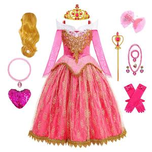 Elegant <strong>Sleeping</strong> <strong>Beauty</strong> Lace Long Sleeve Girl Princess Dress Carnival Party Fancy Dress <strong>Costume</strong> - Product Image 1