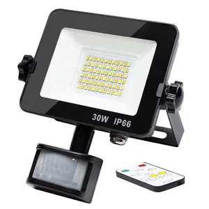 Cct 3000k-6500k có thể điều chỉnh ngoài trời flood light chiếu phản xạ thông minh cảm biến chuyển động an ninh lũ led ánh sáng bằng điều khiển từ xa