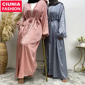 1950 # Hot Bán In Satin Hồi Giáo Abaya Cho Phụ Nữ Thiết Kế Mới Nhất Abayas Hồi Giáo Quần Áo Áo Dubai Trung Đông Quần Áo