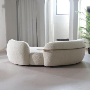 Muebles para el hogar modernos de lujo italiano Convertible Boucle curvo Canape De Salon Sofá Set Bandeja de metal de madera Tapicería para la vida - Product Image 4