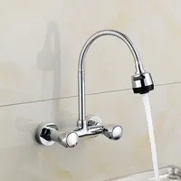 Uythner — robinet d'évier de cuisine mural, avec tuyau Flexible, pivotant à 360 degrés, Double trous, robinet de cuisine monté sur le pont
