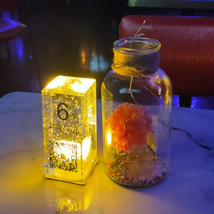 Bar Rechargeable Table Lamp Square Crystal Led Luminous Decorative <b>Nightlight</b> For Cafe Club - Product Image 1